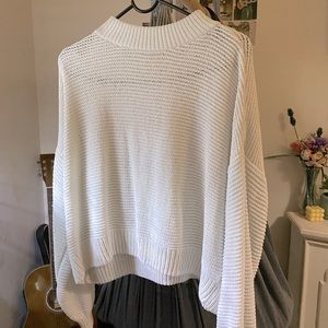 white hollister soft knit sweater.